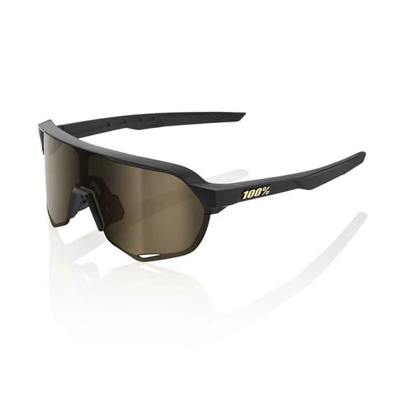 Lunettes 100 % S2 Noir Mat Avec Verre à Effet Miroir Soft Gold 1 Lunettes 100 % S2 Noir Mat Avec Verre à Effet Miroir Soft Gold