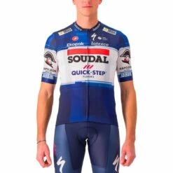 Castelli Maillot Soudal Quick-Step 2023 Competizione Manche Courte Bleu Blanc