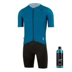Équipement Finisseur Pro Race Power Carbon Bleu Noir + Lessive DPV Apparel Care 750 Ml
